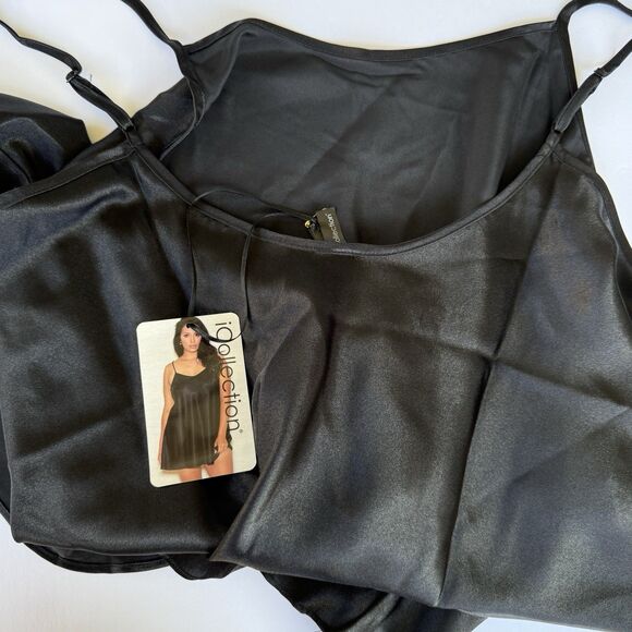 NWT Icollection Women’s Black Spaghetti Strap Nightgown Curvy Plus Size 3/4X - Picture 3 of 5